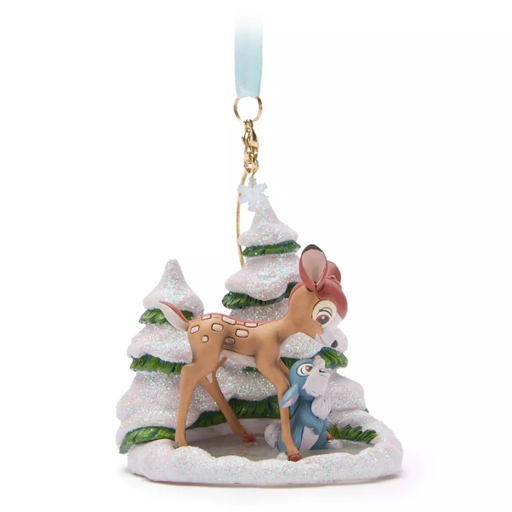 NIB Disney 2025 Bambi and Thumper Sketchbook Ornament - Sparkly Winter Scene